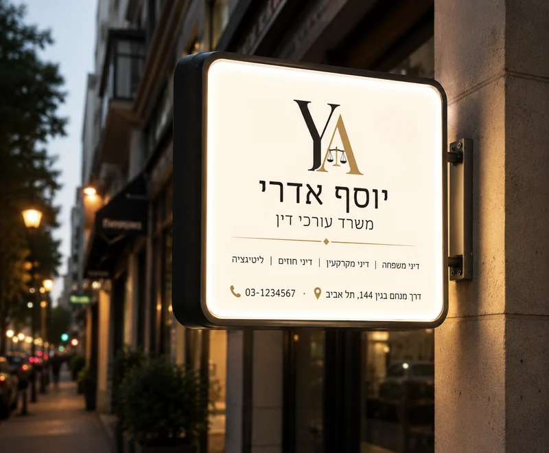 שלט מרובע מואר יוסף אדרי — משרד עורכי דין