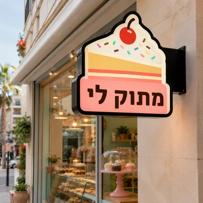 שלט עוגה מואר לקונדיטוריה