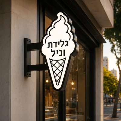 שלט גלידה מואר לגלידרייה