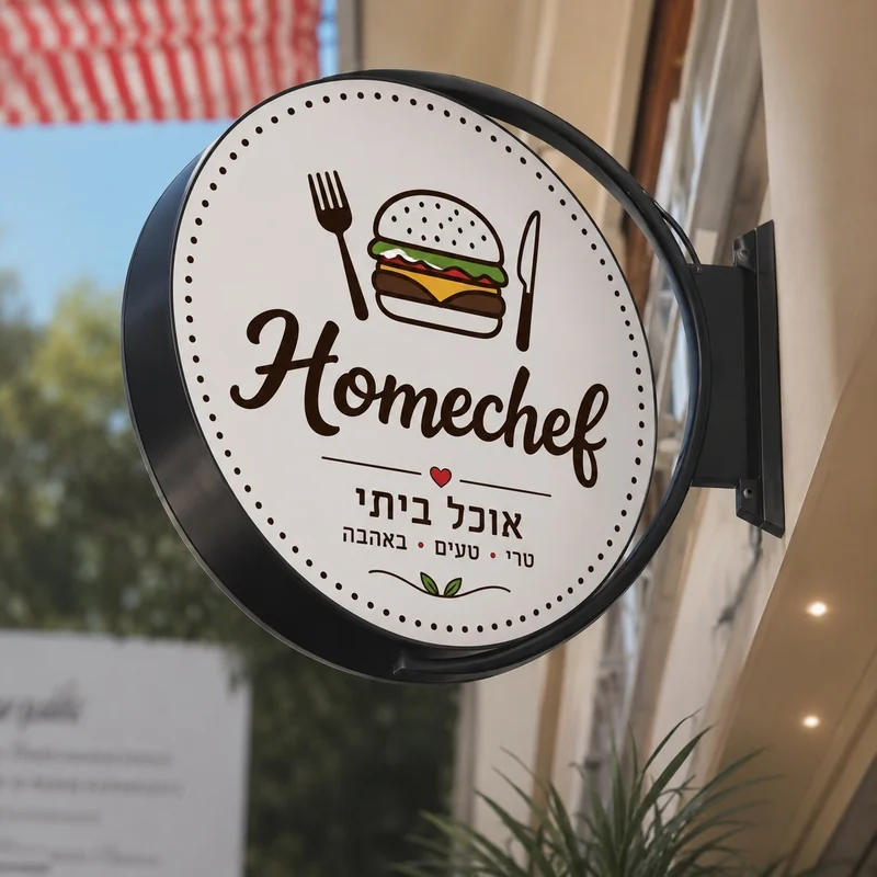 שלט עגול מואר Homechef — מסעדה